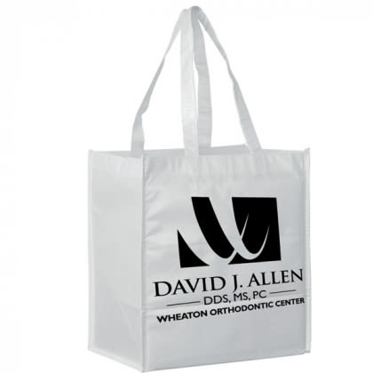 White Non-Woven Reusable Grocery Bag | Custom Grocery Bags | Cheap Wholesale Tote Bags Made from Recycled Materials