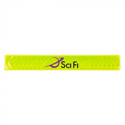 Reflective Slap Wristband with Logo - Yellow