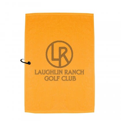 Imprinted Logo Champions Golf Towel - Gold w/optional side grommet
