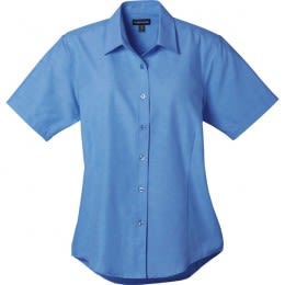 Blue Women's Lambert Oxford Short Sleeve Dress Shirts | Company Logo Oxford Shirts
