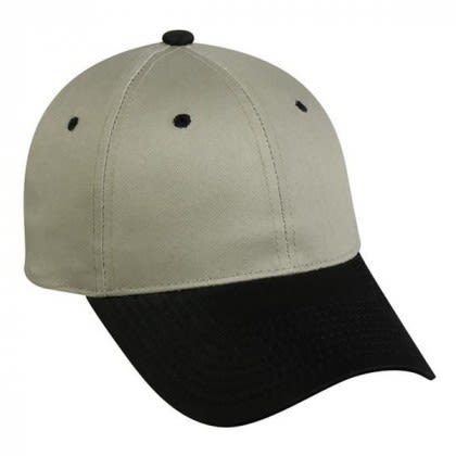 Structured Cotton Twill Cap with Embroidered Logo Khaki/Black