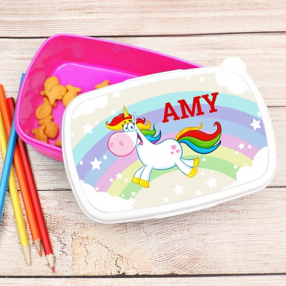 Rainbow Unicorn Personalized Pink Lunchbox