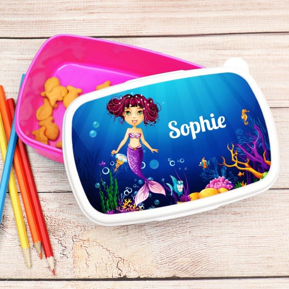 Underwater Mermaid Personalized Pink Lunch Box | Custom Lunch Box Mermaid Pink