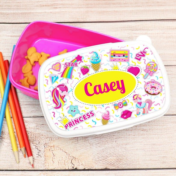 Sweet Treats Personalized Pink Lunch Box | Customized Girly Pink Lunch Box