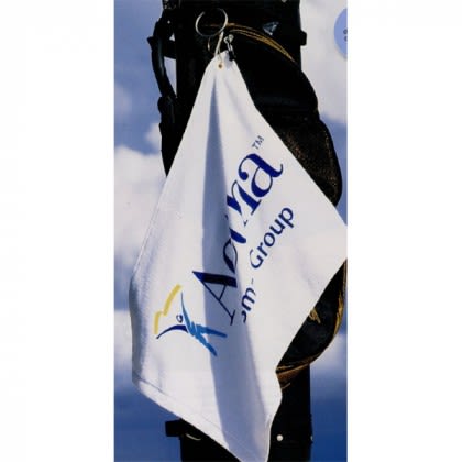 White Hooked Turkish Signature Ultraweight 16 in. x 25 in. Golf Towel