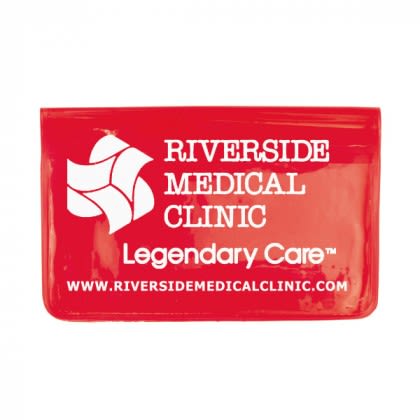 Custom Sunscreen Giveaway Items | Sun Relief First Aid Kit - 8 Piece | Promotional Beach First Aid Kits - Translucent Red