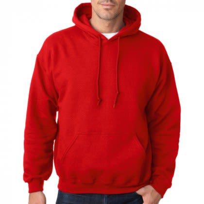 Red Gildan Hooded Pullover Sweatshirt with Imprinted Logo