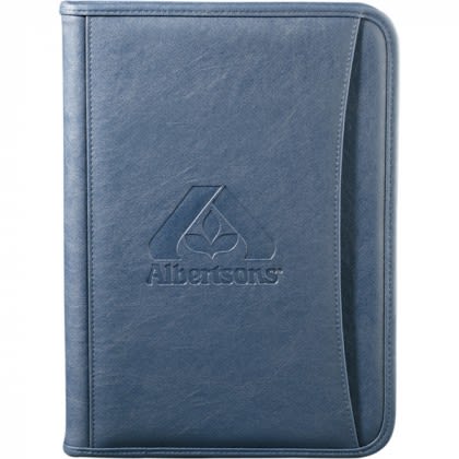 Blue Zipper Portfolio Notepad Custom Imprint | Promotional Note Pads | Wholesale Padfolios with Writing Pads