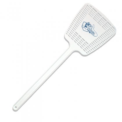 Custom Logo MicroHalt Mega Fly Swatter - White | Cheap Imprinted Fly Swatters