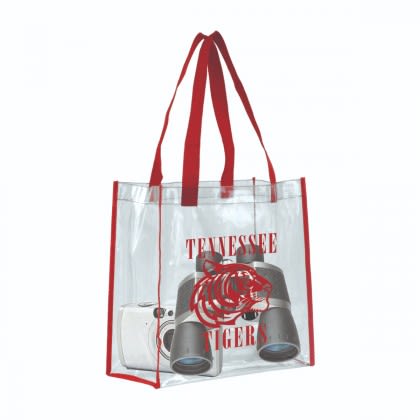 Custom Clear PVC Stadium Tote Bag -Red Side View