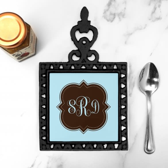 Monogrammed Iron Trivet with Handle