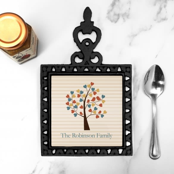 Tree of Love Personalized Iron Trivet with Handle