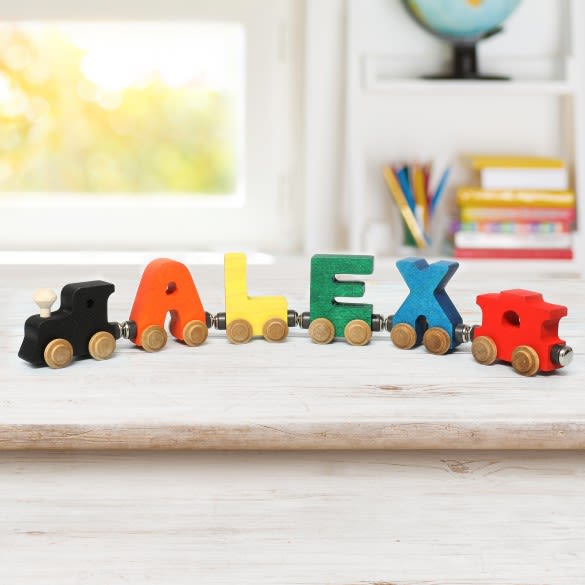 Primary Colors Personalized Wooden Name Train | Custom Toys for Baby | Personalized Wooden Train 