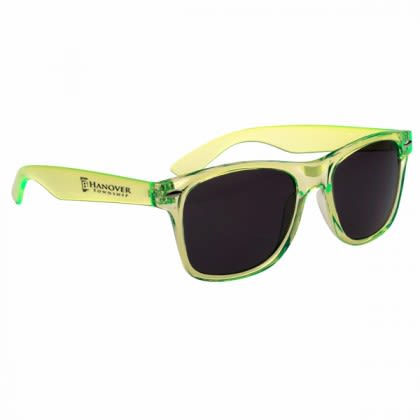 Custom Company Logo Sunglasses for Promotional Advertising - Translucent Lime