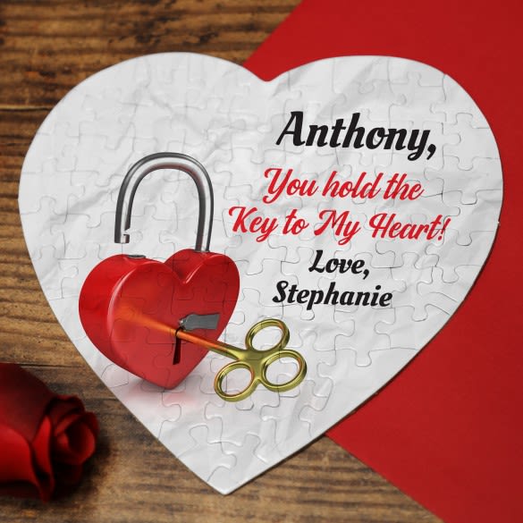 Key To My Heart Personalized Heart Puzzle