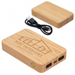 Custom Bamboo 5000mAh Dual Port Power Bank 