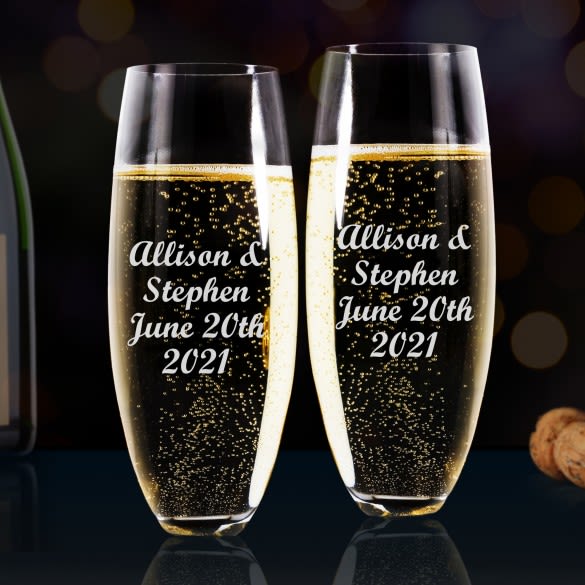 Personalized Stemless Champagne Flute Custom Champagne Glasses