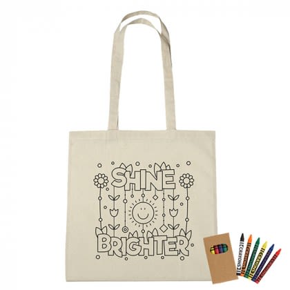 Custom Cotton Coloring Tote and Crayons Custom Cotton Coloring Tote and Crayons