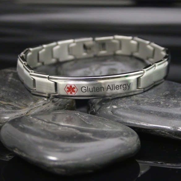 Custom Men’s Medical Alert Bracelets | Engraved Brushed Steel ID Bracelet | Masculine Brushed Steel Medical Alert Bracelets