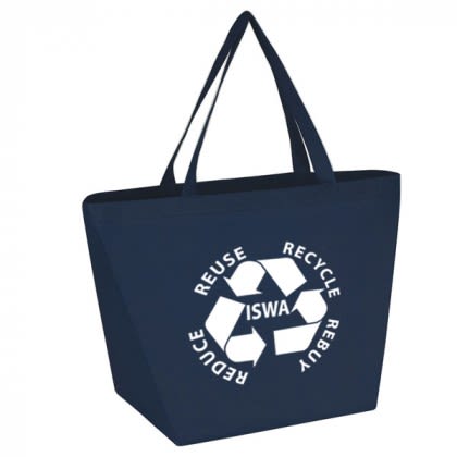 Custom Recycled Grocery Bags - Non-Woven Budget Shopper Tote - Navy Blue