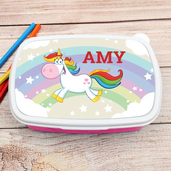 Gift For Kids For School Snack Box | Unicorn Rainbow Engraved Snack Box