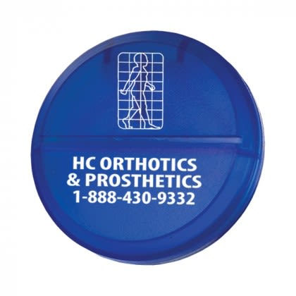 Promotional Pill Cases with Pill Cutters | Wholesale Pill Splitter Organizers - Translucent Blue