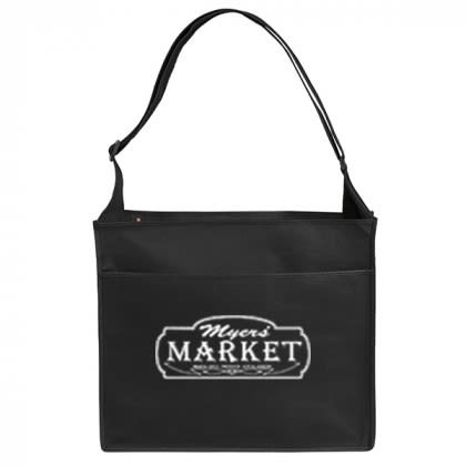 Messenger Style Elite Promotional Convention Tote Bags - Personalized tote bags Black