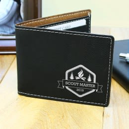 Personalized Scoutmaster Black Bifold Wallet | Custom Wallets for Sons