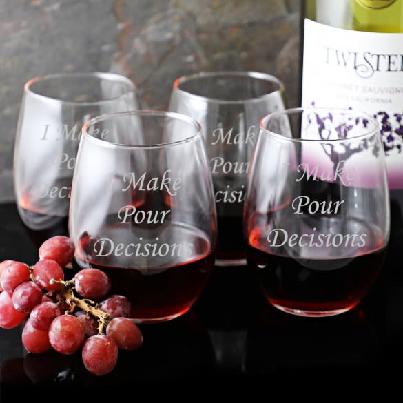 Stemless Wine Glass Set | Personalized Red Wine Glasses