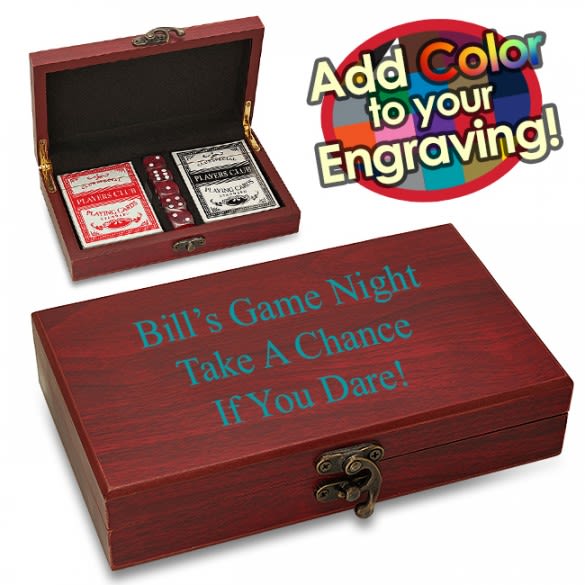 Card & Dice Set in Personalized Wooden Box | Engraved Game Gift Sets