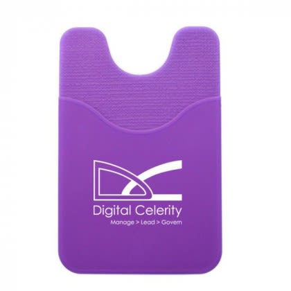 Custom Adhesive Silicone Cell Phone Wallet with Scooped Front Pocket - Purple