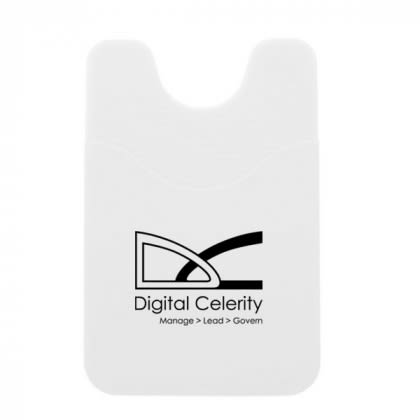 Custom Adhesive Silicone Cell Phone Wallet with Scooped Front Pocket - White