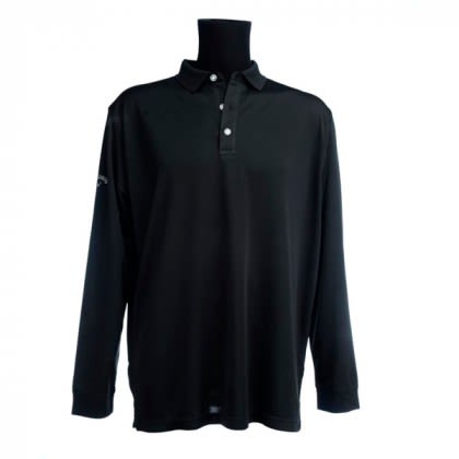Black Embroidered Callaway Long Sleeve Polo | Branded Polo Shirts