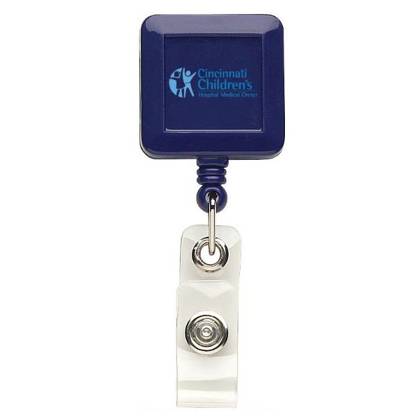 Better Square Badge Reel with Belt Clip-Solid Color - Sample