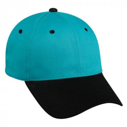 Structured Cotton Twill Cap with Embroidered Logo Teal/black