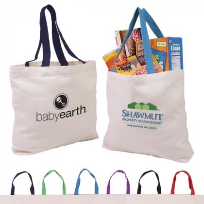 Medium-Weight Promotional Cotton Bag With Color Handles | Custom Bags