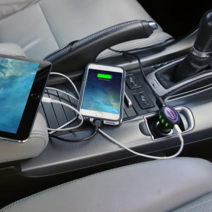 Promotional Electron USB Car Charger - in use