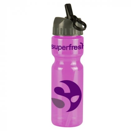 Straw Lid Transparent Water Bottle