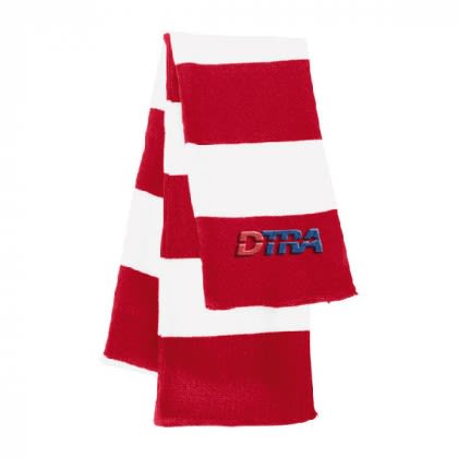 Sportsman Rugby Striped Knit Scarf - Logo - Red/white