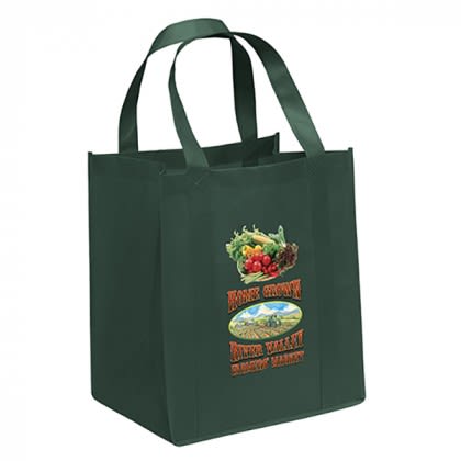 Heavy Duty Reusable Full Color Grocery Bag-Huge Gusset - Hunter green