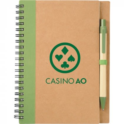 Eco Spiral Notebook & Pen | Personalized Eco-Friendly Notebooks - Green