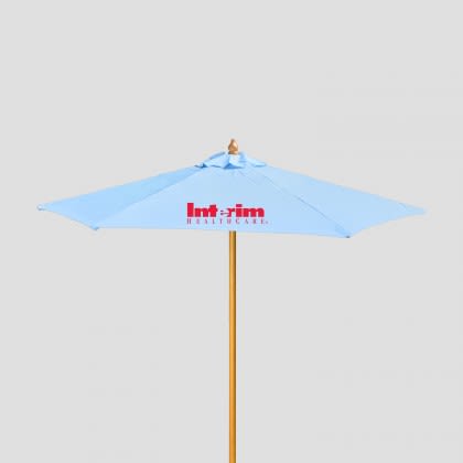 Promotional Wood Market Umbrella 7 ft. Light Blue