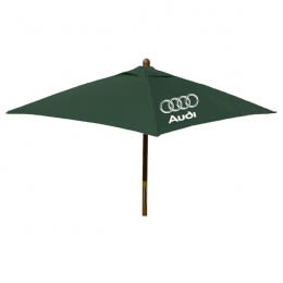 Square Wood 8 ft Market Umbrella with Logo Hunter