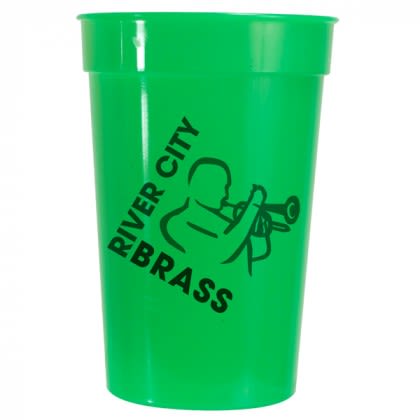 Neon Green Custom Logo Smooth Stadium Cups | 17 oz Customized Smooth Stadium Cup | Custom Stadium Cups for Tailgating