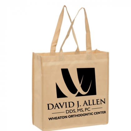 Tan Non-Woven Reusable Grocery Bag | Custom Grocery Bags | Cheap Wholesale Tote Bags Made from Recycled Materials