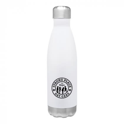 White h2go 17 oz Bottle | Promotional h2go Water Bottles | Push-Pull Stainless Steel Water Bottles | h2go Sports Bottles in Bulk