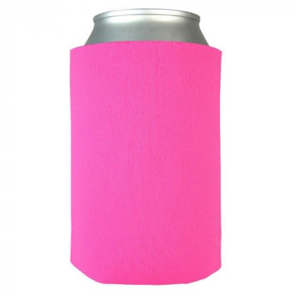 Best Custom Coolie Open Cell Foam| Promotional Koozies - Neon Pink