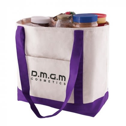 Lightweight natural custom cotton tote with imprint - Purple Lightweight natural custom cotton tote with imprint - Purple