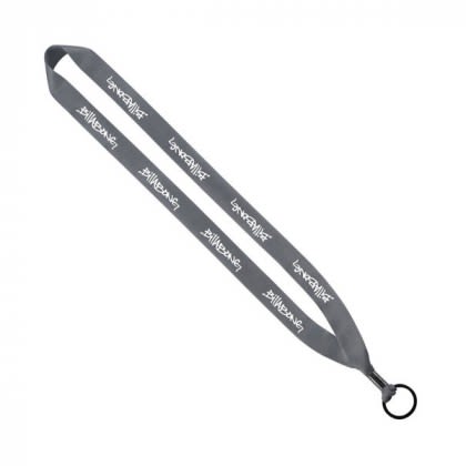 3/4 in. Economy Polyester Lanyard with Split-ring Custom Imprinted With Logo -Gray