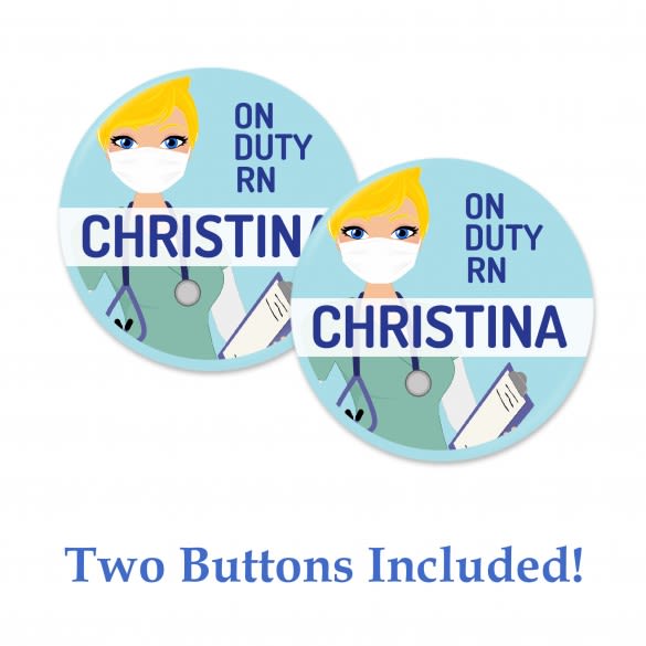 Customized Nurse Name Badge Pins | Personalized Blonde Nurse Pins